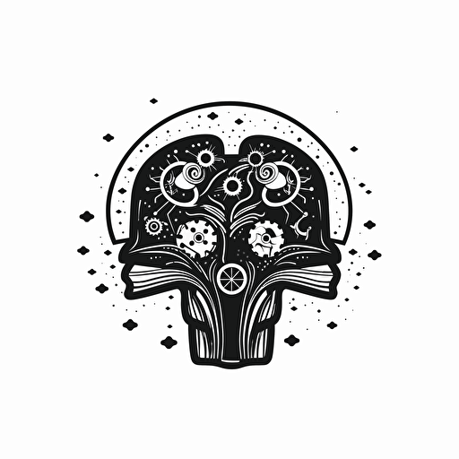 book, publisher, logo, black and white color, flat design, artificial, intelligence , VECTOR ,