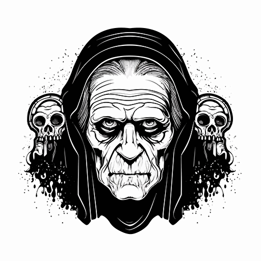 Emperor palpatine doodle vector ilustration black and white