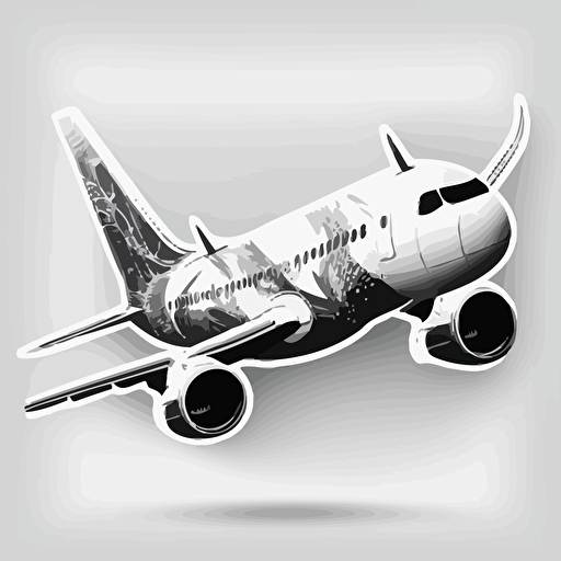 sticker design, vectorial design, airbus a320, black and white