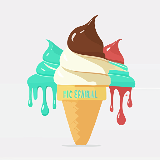 simple flat ice cream logo, white background, vector style, no text, no shadows, designed to be viewed at a small size