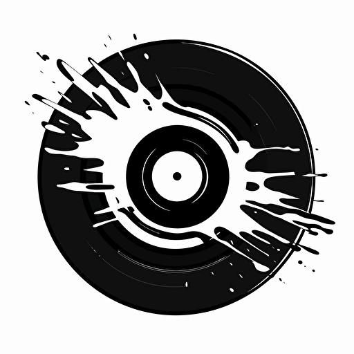 vinyl record, black and white logo, vector, simple