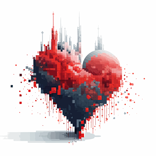 image of a heart, abstract, kingdom pixel art style, strong contrast, vector, white background