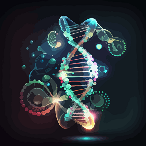 a glowing viral vector with a strand of DNA inside it