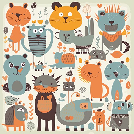 vector design funny animals for kids