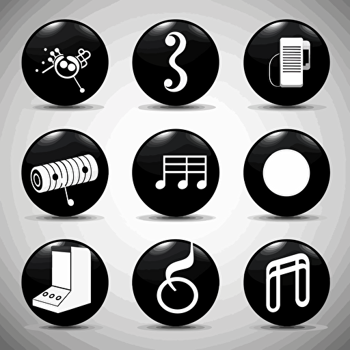 music icon, vector, black and white