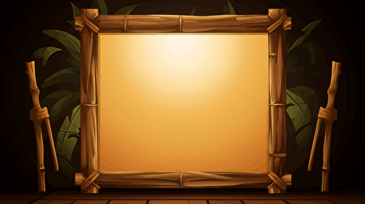 a vector bamboo tiki picture frame or blank sign that will be used for a logo, tiki torches on either side