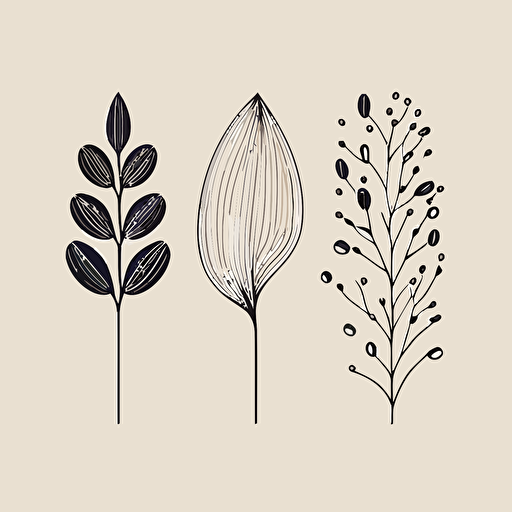 simple flat vector seed line drawing, minimal design, simple shapes, one colour