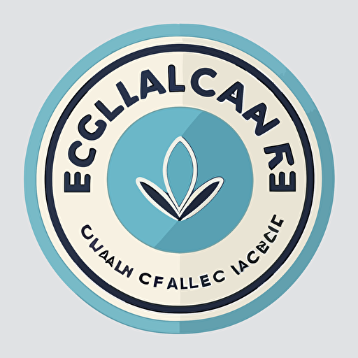 as a flat vector, create a simple yet modern circular badge shaped logo for a commercial cleaning company incorporating the colours white and blue