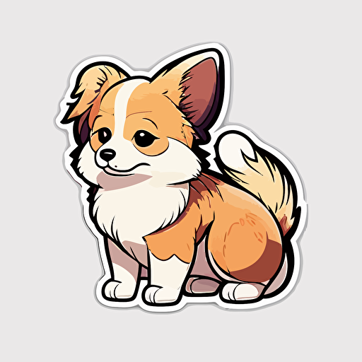 dog, sticker, vector, white background, anime style