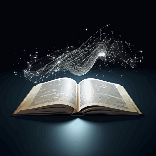 an open book with physics equations coming off of the pages, vector, art