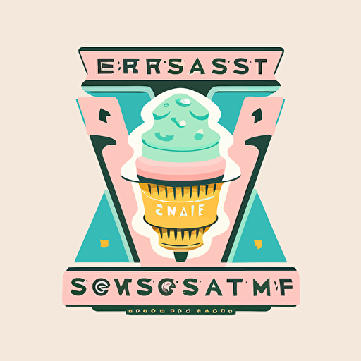logo vector simple sci-fi for ice cream corporate logo business, wes anderson style pastels