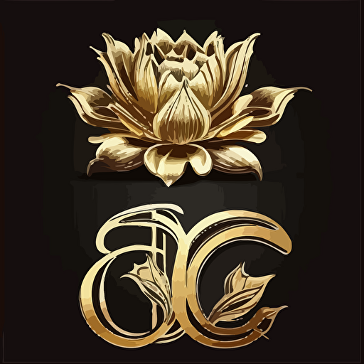 Vector logo with lotus flower and and the letter CG in gold color