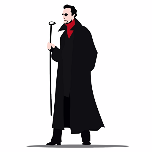 black silhouete of a scary vampire, vector art style, white background