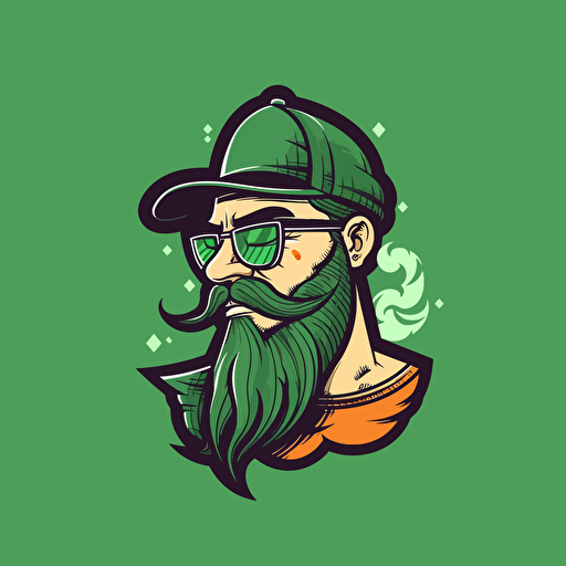 cartoonish logo for a person smoking marijuana clean vector style