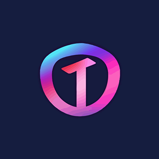 vector logo letter T, pink dark blue gradient,