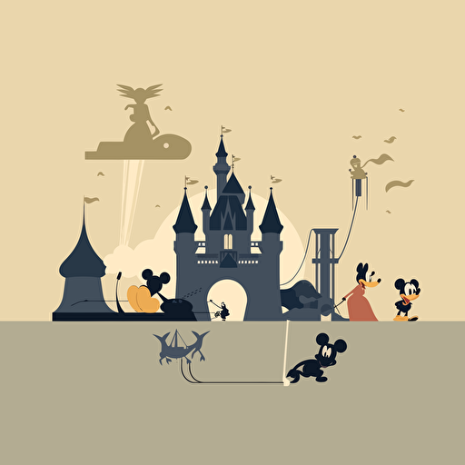 simplistic vector art, classic Disney movie themed, minimalistic, noise