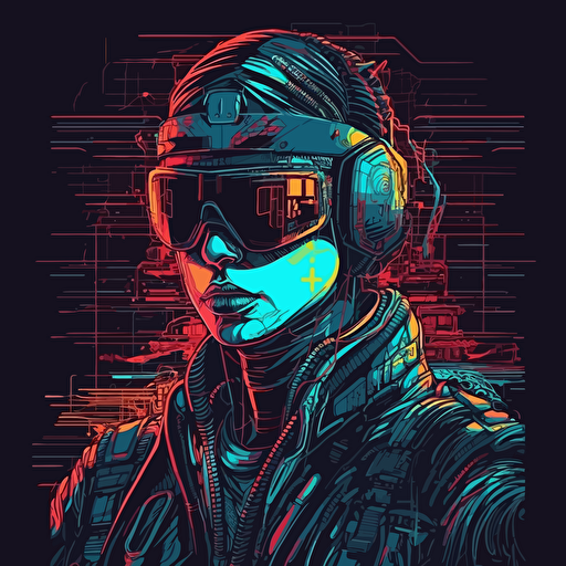vector design of cyber punk imagery, ultra cool, dramatic