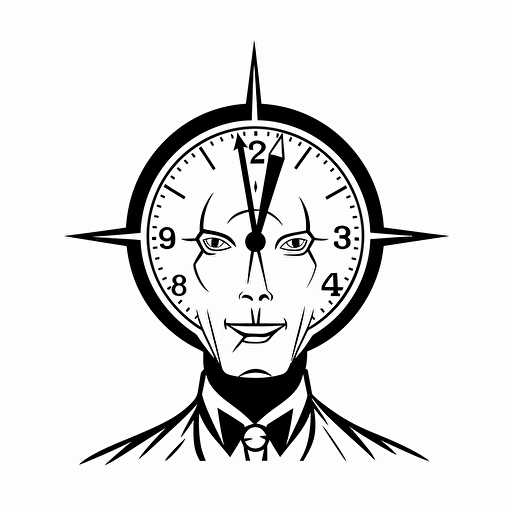 Watchmen Doctor Manhattan inspired illustration, minimal, outline strokes only, black and white, logo, vector, minimallistic, white background