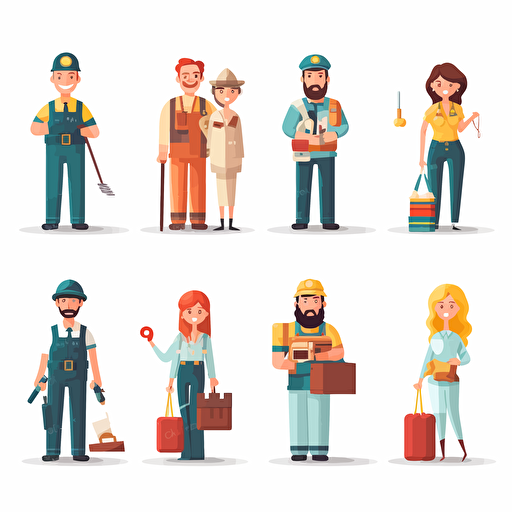 generic professions vector, white background