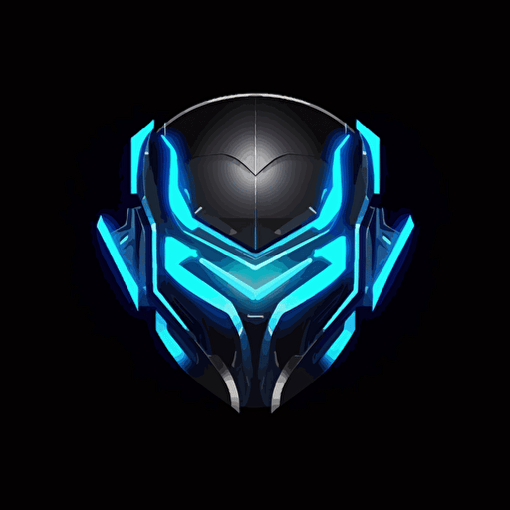 minimalist logo design, vector, 80s theme, tactical, neon blue, robotic helmet, soundwave on visor, letter Y, daft punk,