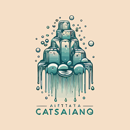 thin Vector logo of a cascading waterfall with gadgets made of water drops, cascading from left to right