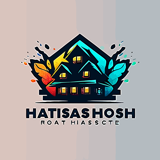 a three color vector logo for a house-related tech company::