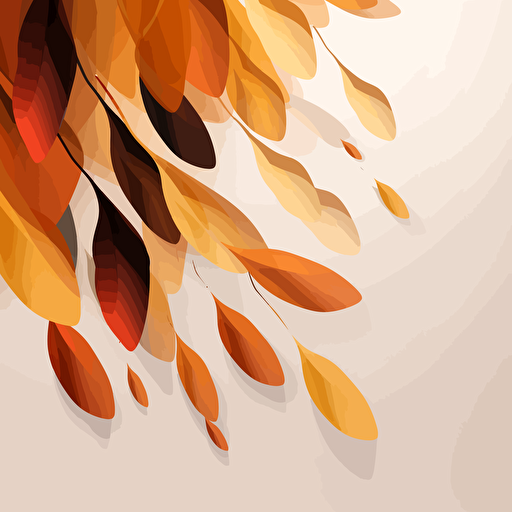 autumn leaves falling in the air, fluid and sleek minimalist design, vector art, orange and brown, fluid