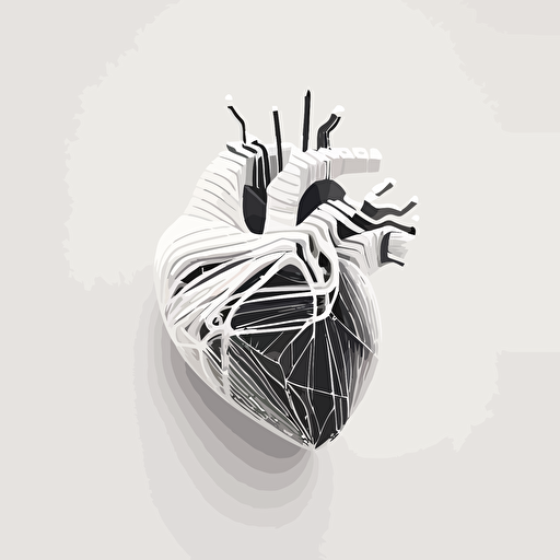 A minimalist heart on a white background, vector style in back and white