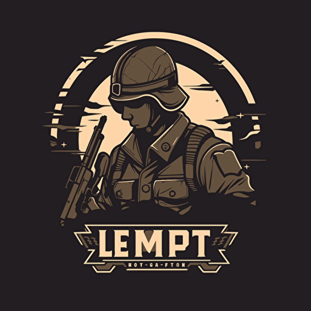 e-sport minimalistic logo, flat background, world war 2, vector