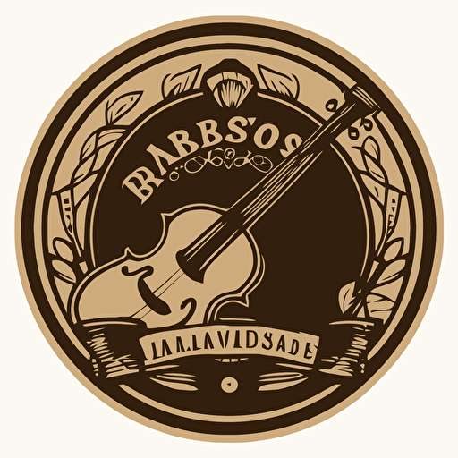 sticker with simple vector logo of bluegrass banjo music workshop, no circle