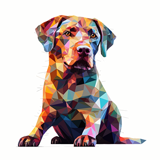 colorfull papiroflexy labrador dog, vector art, white background