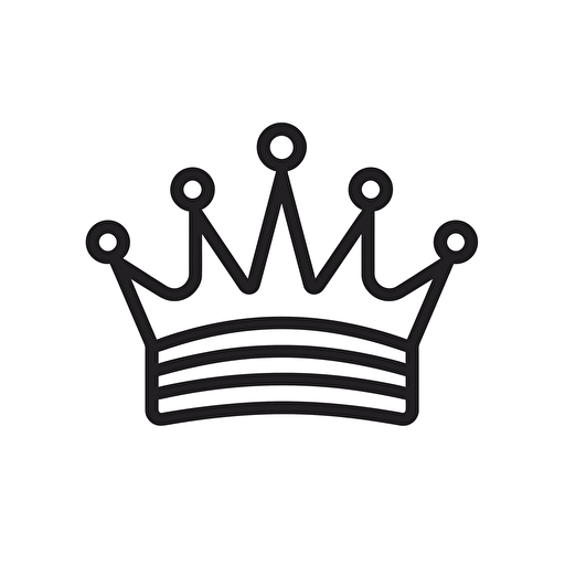 crown icon, minimal, outline strokes only, black and white, logo, vector, minimallistic, white background