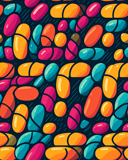 a simple vector art of one pill in vivid colors