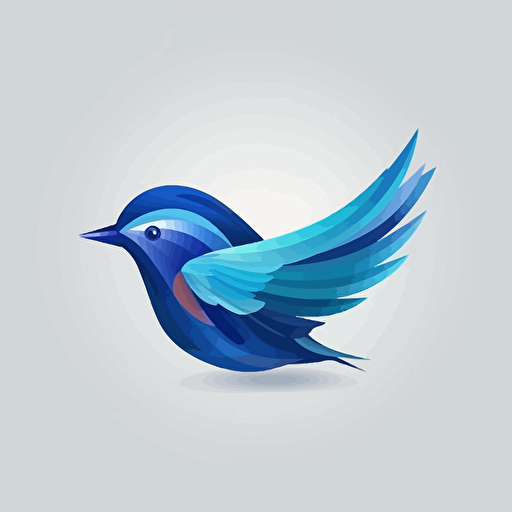 2D happy blue bird vector minimalistic streamlined design