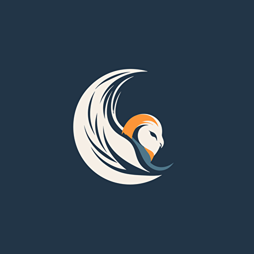 abstract vector minimal logo for design company, white barn owl style