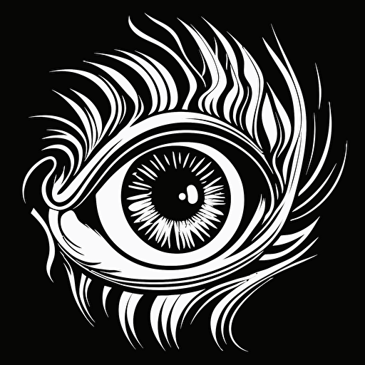 Stylised logo of an eye, black and white, vector art