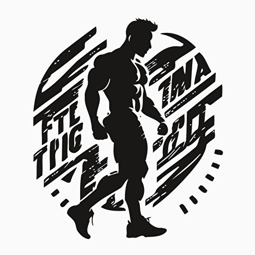 fitness silhouette, vector logo, vector art, emblem, 2d, in style of instagram