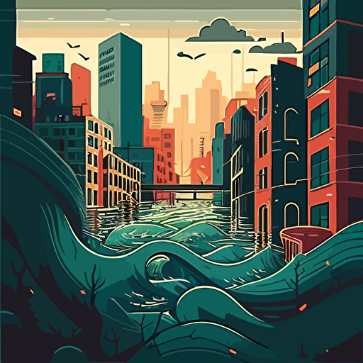 flooding a city vector