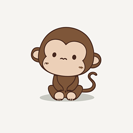 cute monkey kawaii style, simple, vector, high resolution, minimalistic, white background