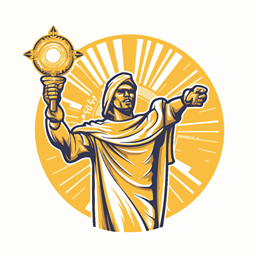 2d vector icon. Football Hooligan holding a golden flare White Background.