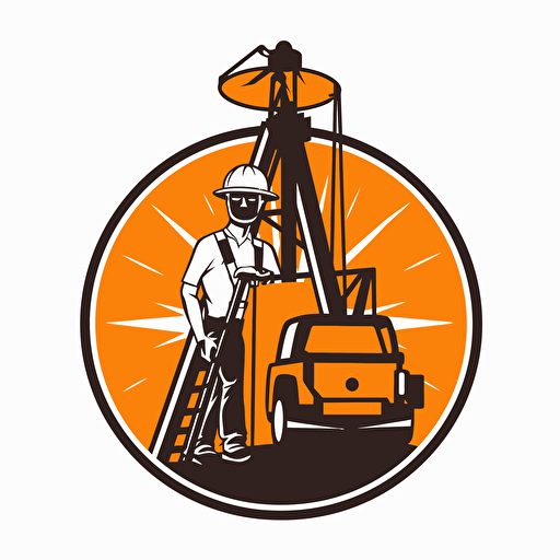 a flat vector logo of a lineman bucket truck