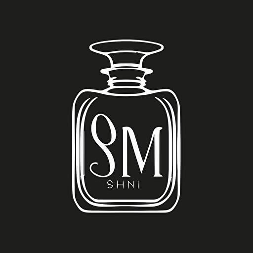 simple iconic logo of a fragrance bottle made with the letters O S M I Q E, white vector on black background