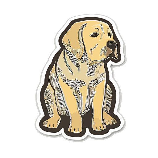 cute labrador retriever flat vector, sticker