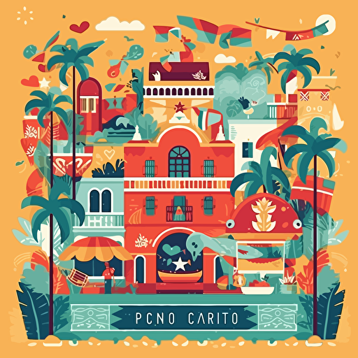 Vector illustration of Puerto Rico celebration Cinco de Mayo, in vibrant colors
