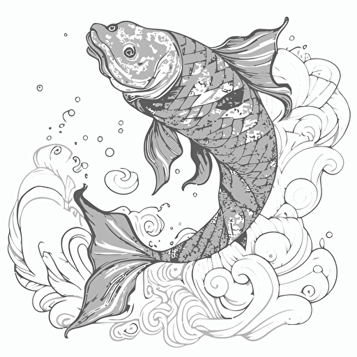 koi vector art , outline