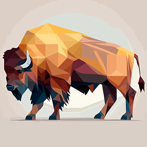 high quality seemless pattern vector low polygon bison