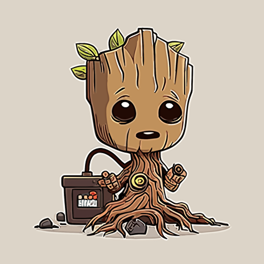 baby groot vector logo, vector art, simple, cartoon, 2d