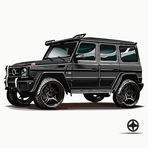black mercedes g wagon vector illustration, gta style, isolated on white background, hd