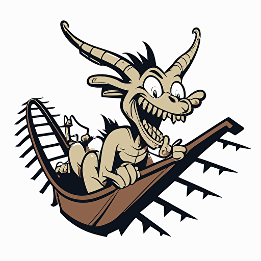 chupacabra on a rollercoaster, vector logo, vector art, emblem, simple cartoon, 2d, no text, white background
