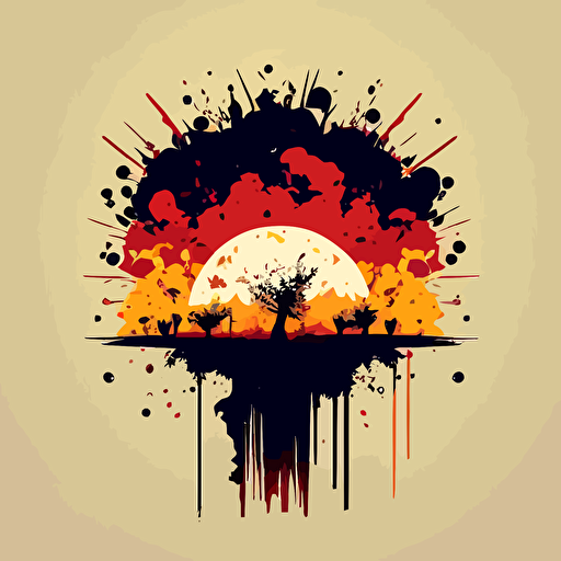 minimalism, vector art, hundereds of atom bomb explotions on the earth surface